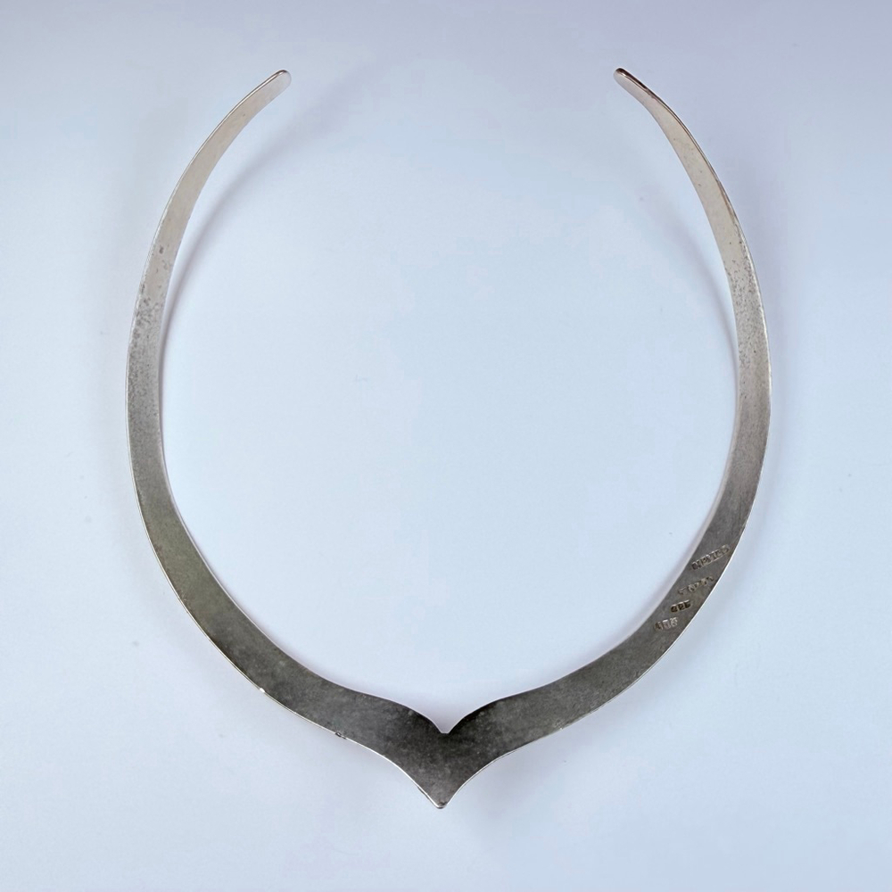 Jose Octavio Modernist Torque Collar Choker 14.5” Sterling Silver Taxco Mexico - Picture 7 of 9